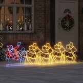 Kerstdecoratie Rendieren & Slede LED Multikleur PVC 69x79cm - 62% Korting!