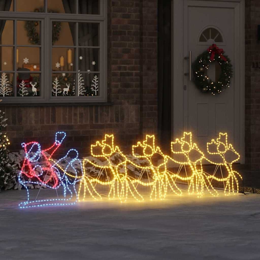 Kerstdecoratie Rendieren & Slede LED Multikleur PVC 69x79cm - 62% Korting!