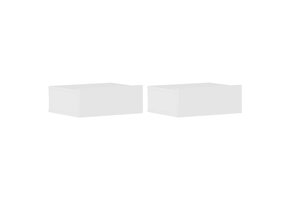 2 Zwevende Nachtkastjes Hoogglans Wit 40x30x15cm - 73% Korting