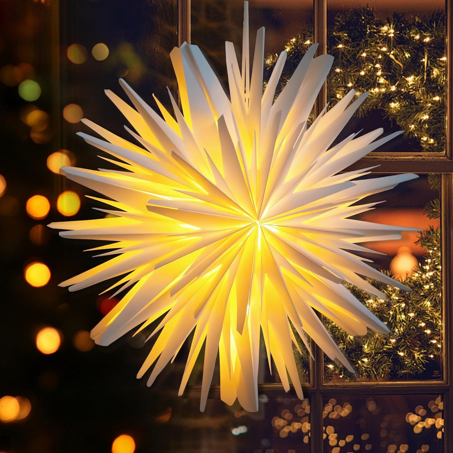 Wit 45cm 3D Papieren Kerstster, LED Verlicht - 41% Korting