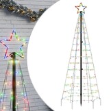 vidaXL LED Kerstboom Kleurrijk 180 cm - 220 LEDs - 73% Korting