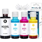 4-Pack 32XL Inktflessen (165ml Zwart, 100ml Kleur) - 54% Korting!