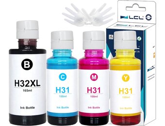 4-Pack 32XL Inktflessen (165ml Zwart, 100ml Kleur) - 54% Korting!