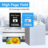 4-Pack 32XL Inktflessen (165ml Zwart, 100ml Kleur) - 54% Korting!