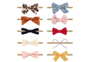 10 Baby Haarbandjes met Strikjes & Bloemen - Zacht Nylon (46% Korting)