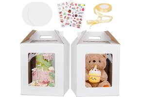 Hoge Taartdoos met Venster | Gerecycled Karton | 2 Stuks | 45% Korting