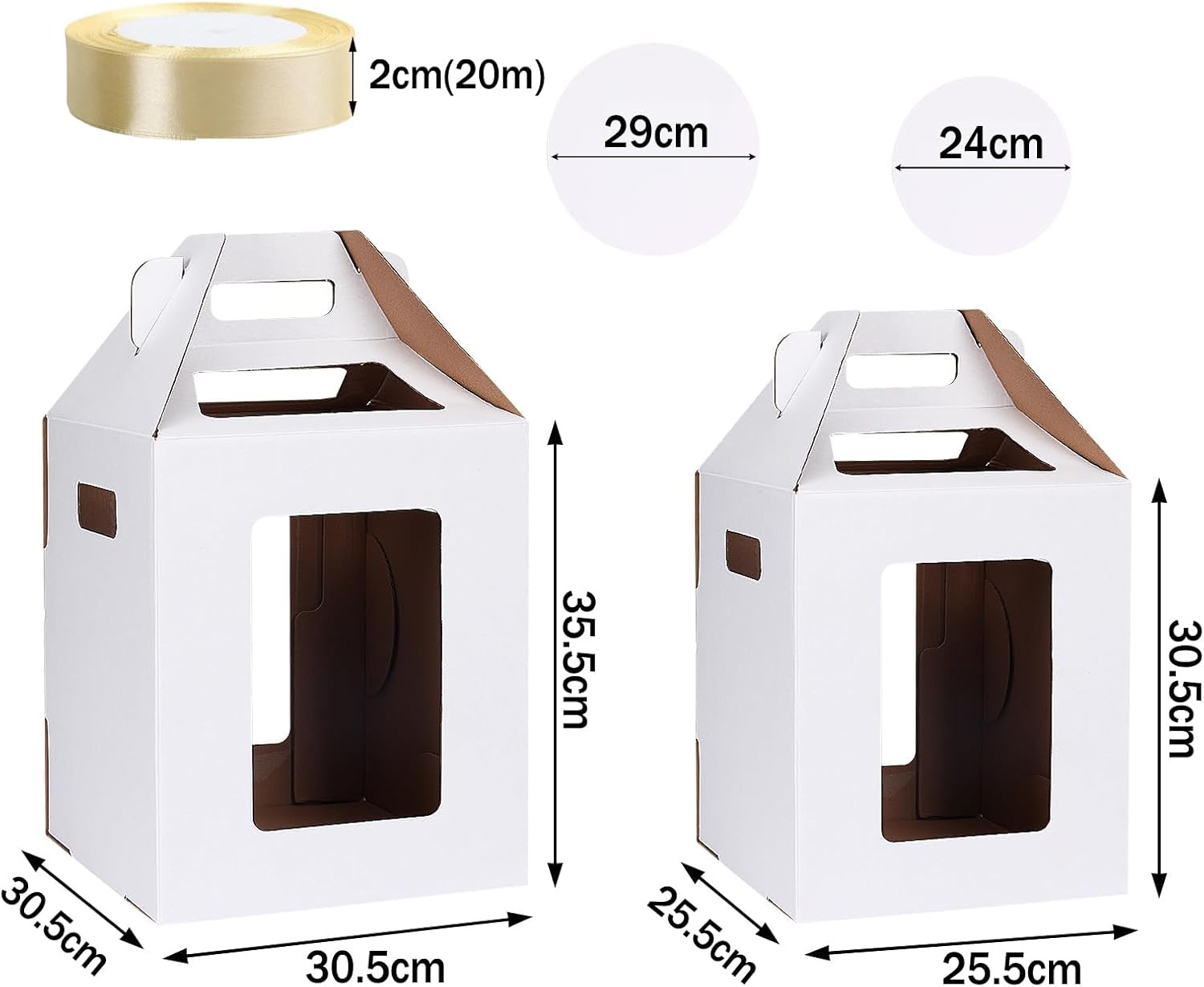 Taartdoos Hoog met Venster - Gerecycled Karton - 2 stuks - 54% Korting