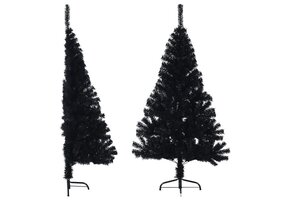 Zwarte Halve Kunstkerstboom 120 cm met Standaard (63% Korting)