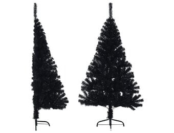 vidaXL Kunstkerstboom met standaard half 120 cm PVC zwart