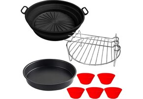 4-delige Airfryer Accessoireset - Zwart, Vaatwasserbestendig