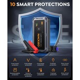 Auto-starthulp, 12 V starthulp accupack met 3-modus led-zaklamp, snellaad-smart-clip, praktisch en compact, perfect voor motorfietsen, auto's, SUV's en campers