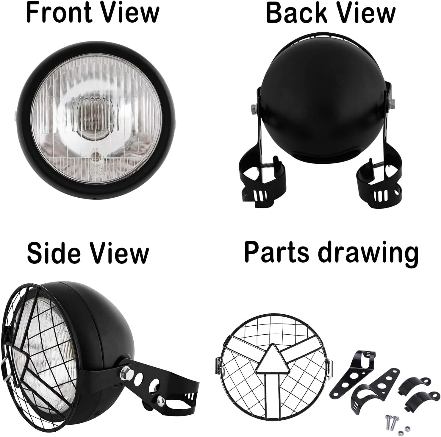 DREAMIZER Universele goedgekeurde led-motorkoplamp, 6,8 inch (16,8 cm), retro rooster van metaal, compatibel met motorfietsen, fietsen, cruises, metrics, cafés, races, klantspecifiek