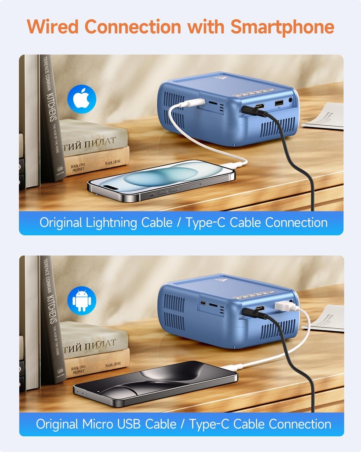 Draagbare Mini Videoprojector 1080P Full HD WiFi met 60% Korting