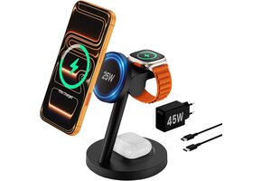 4-in-1 MagSafe Laadstation 25W: iPhone, Apple/Samsung Watch, Oordopjes - 51% Korting!