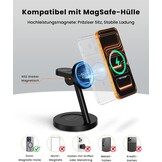 JoyGeek 4-in-1 QI2.2 25 W laadstation compatibel met iPhone 17 16, magnetische oplader voor MagSafe, bureauhouder voor Apple & Samsung Watch incl. 45 W stekker