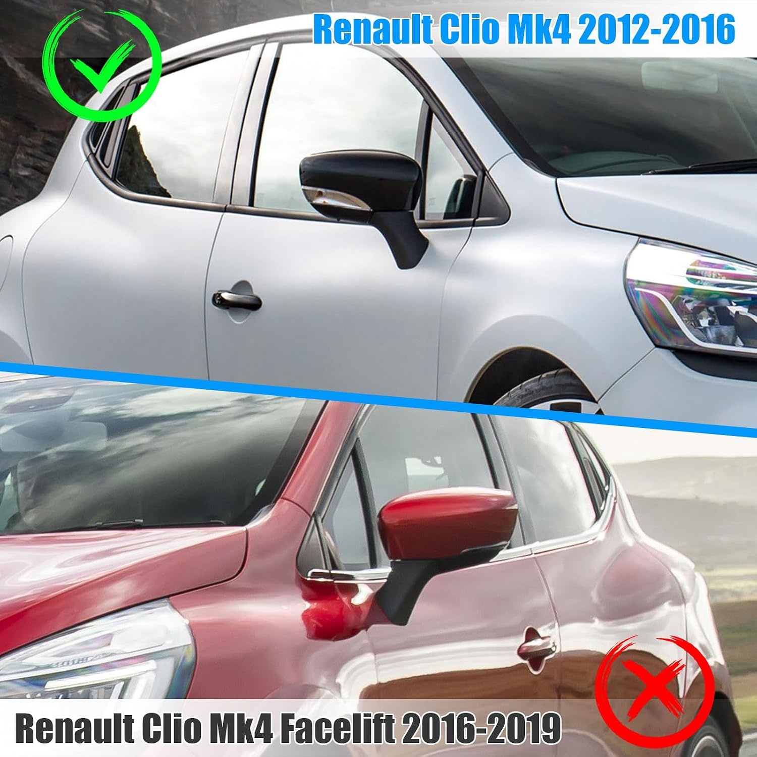 Buitenspiegelkappen Wit voor Renault Clio/Captur/Zoe | 56% Korting