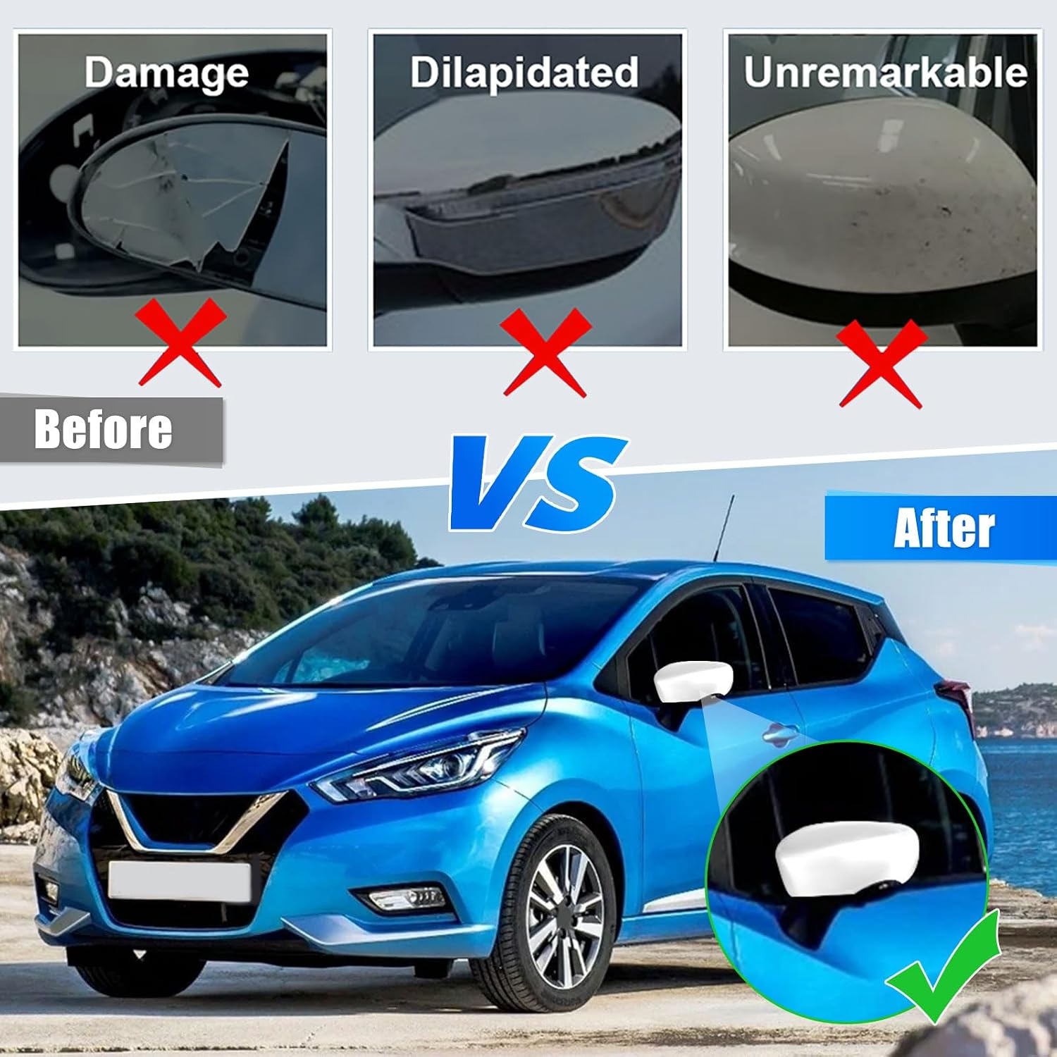 Buitenspiegelkappen Wit voor Renault Clio/Captur/Zoe | 56% Korting