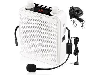 Draagbare Spraakversterker(30W) met 7.4V/2800mAh Lithium Batterij (Wit)