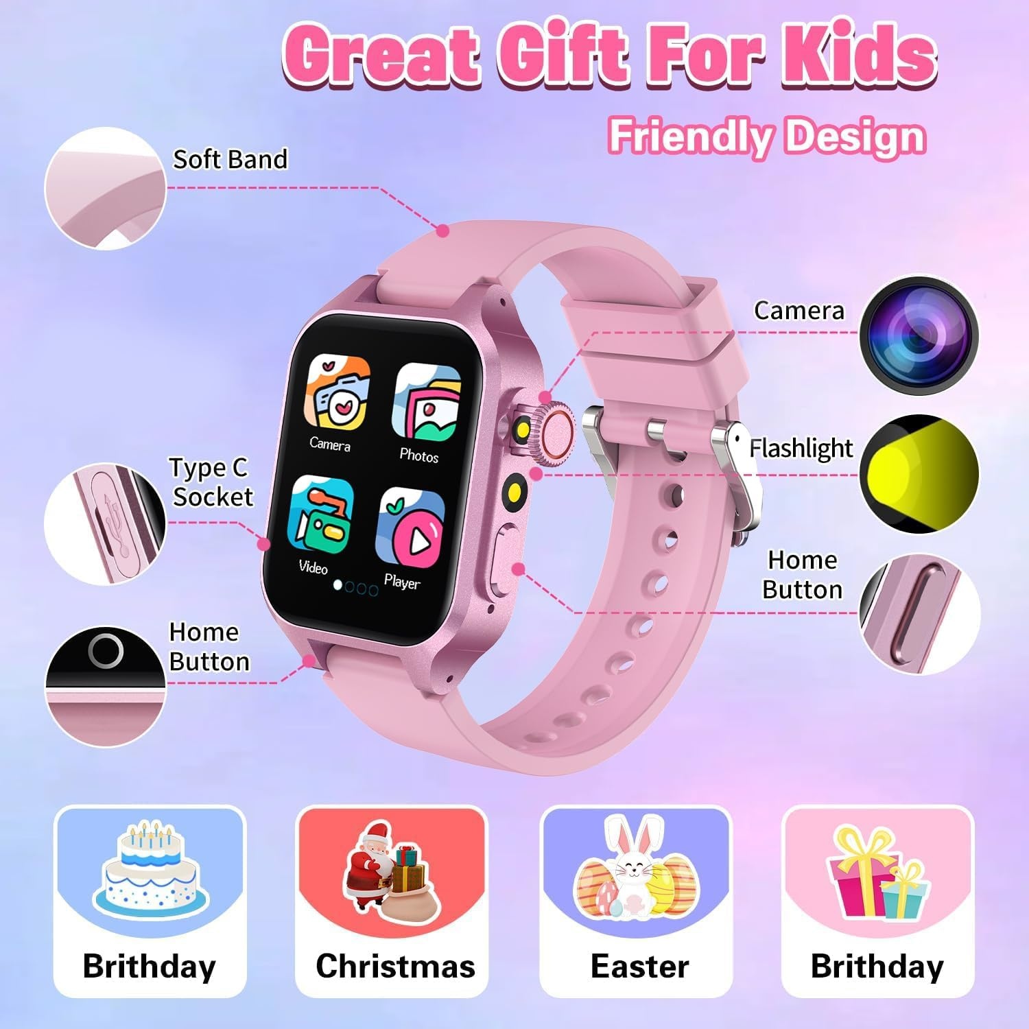 Kinder Smartwatch met 32 Spelletjes & HD Camera - 61% Korting