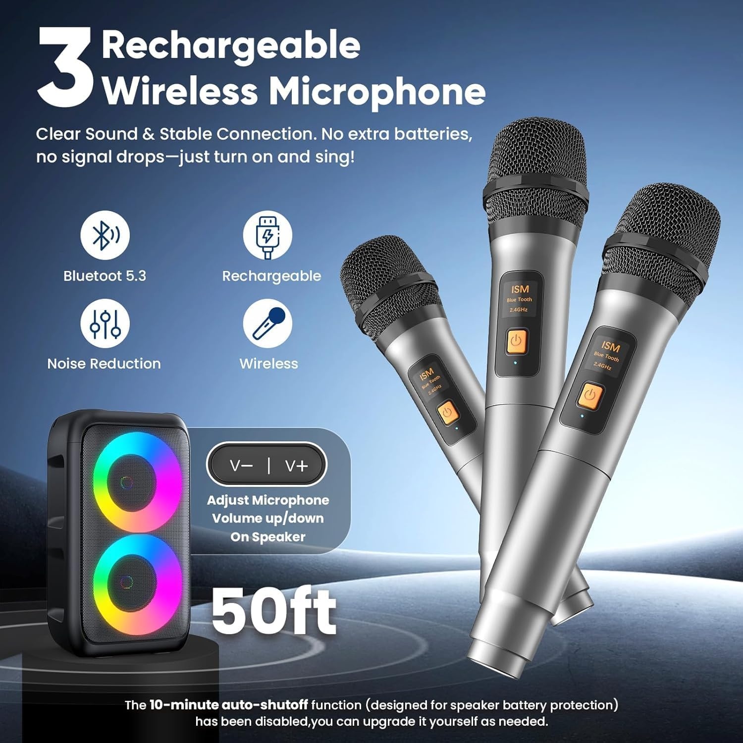 Karaokemachine met 2 Microfoons (2026 Versie) | Luidsprekers 2 x 15 W met Oplaadbare Microfoon voor Kinderen en Volwassenen | 10 Uur Speeltijd | Ondersteunt TV/Telefoon/TWS/AUX | Voor Feestjes/Buiten