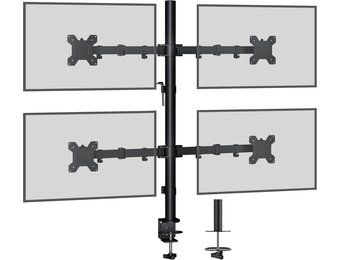 BONTEC Quad Monitor Stand for 13-27 Inch Screens, Height Adjustable, Full Motion Monitor Arm with Tilt, Swivel, Rotation, Heavy-Duty Desk Mount, Supports up to 10kg per Arm, VESA 75x75/100x100