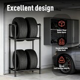 Rim Boom Tire Stand for 4 Tyres, Height Adjustable Tire Rack, Robust Steel Construction, Tyre Stand for Garage & Workshop (57.2 x 37.3 x 114.5 cm)
