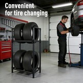 Rim Boom Tire Stand for 4 Tyres, Height Adjustable Tire Rack, Robust Steel Construction, Tyre Stand for Garage & Workshop (57.2 x 37.3 x 114.5 cm)