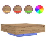 vidaXL Salontafel Eikenkleurig 100x100x31 cm met LED - 61% Korting