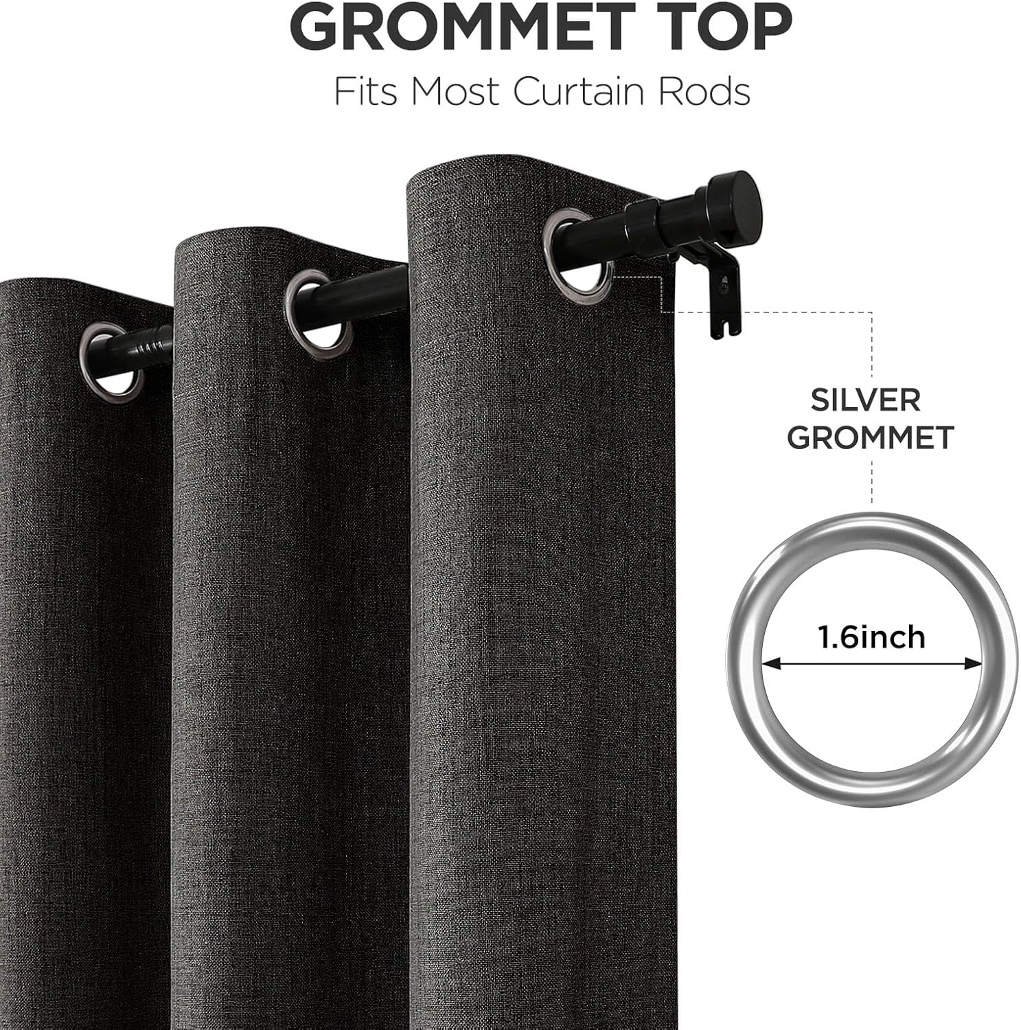 Zwarte Verduisteringsgordijnen 2-Pack - Linnenlook 140x225 cm - 60% Korting