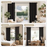 Zwarte Verduisteringsgordijnen 2-Pack - Linnenlook 140x225 cm - 60% Korting