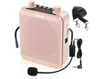 Draagbare Spraakversterker(30W) met 7.4V/2800mAh Lithium Batterij (Roségoud)