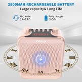 Draagbare Spraakversterker(30W) met 7.4V/2800mAh Lithium Batterij (Roségoud)