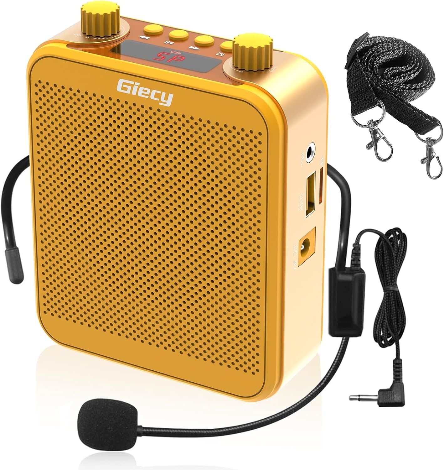 Draagbare Spraakversterker(30W) met 7.4V/2800mAh Lithium Batterij (Roségoud)
