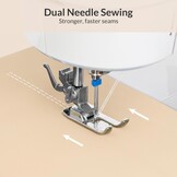 Todeco Elektrische naaimachine, multifunctioneel, met afneembare verlengtafel, 39 naaiprogramma's, dubbele naald en dubbele draad, met naaiset en pedalen, voor beginners, professionals