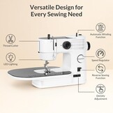 Todeco Elektrische naaimachine, multifunctioneel, met afneembare verlengtafel, 39 naaiprogramma's, dubbele naald en dubbele draad, met naaiset en pedalen, voor beginners, professionals