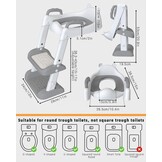 Xespis Toiletbril voor kinderen met trap, toilettrainer voor kinderen, wc-bril met PU gevoerd, in hoogte verstelbaar en opvouwbaar, antislip met spatbescherming, toiletopzetstuk voor kinderen (wit, grijs)