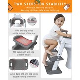 Xespis Toiletbril voor kinderen met trap, toilettrainer voor kinderen, wc-bril met PU gevoerd, in hoogte verstelbaar en opvouwbaar, antislip met spatbescherming, toiletopzetstuk voor kinderen (wit, grijs)