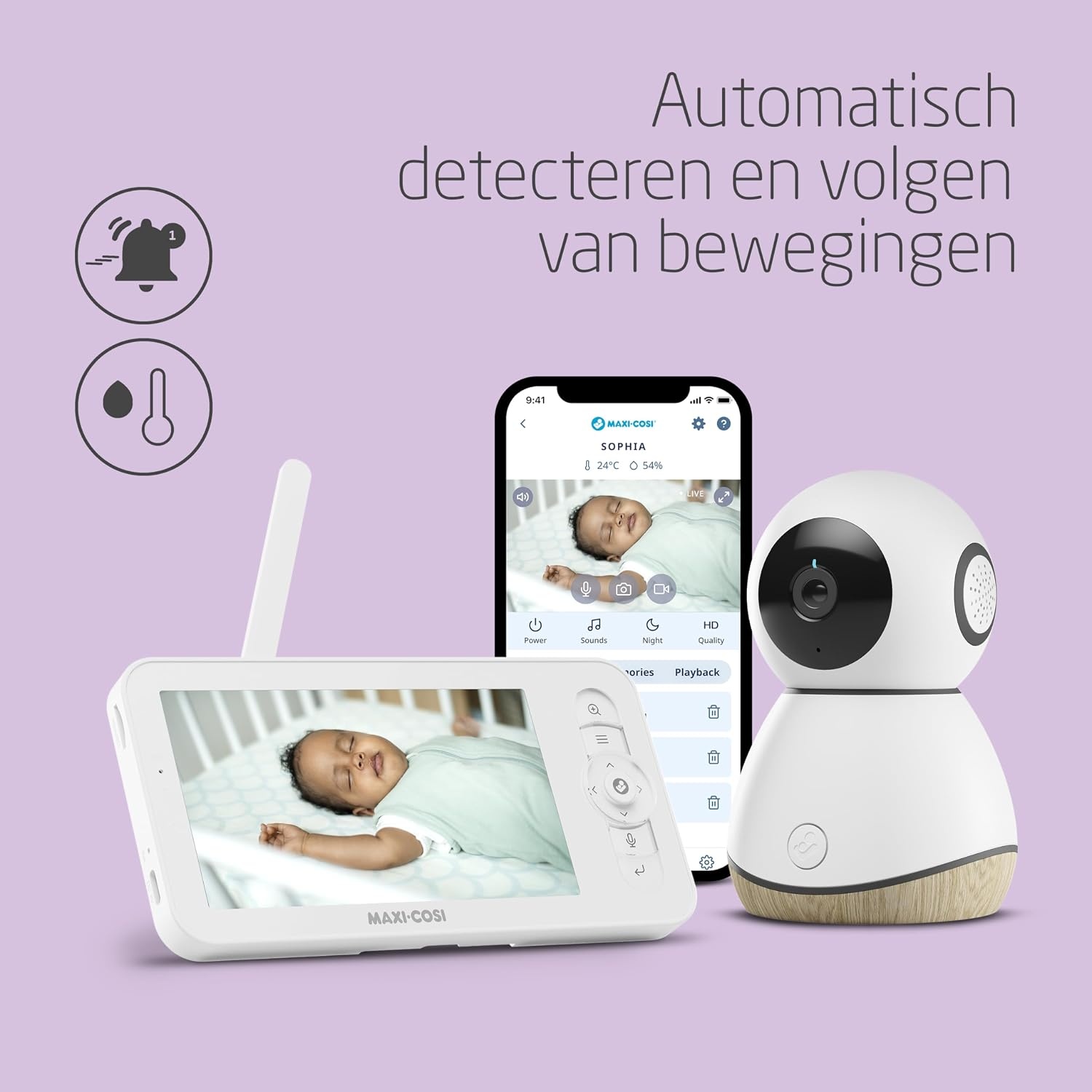 Maxi-Cosi See Pro Baby Monitor, Baby Monitor with Camera, WiFi Baby Monitor App, CryAssist Translator, Automatic Motion Detection, Ultra HD Video (2K), 5-Inch Screen, Part of Maxi-Cosi Connected Home
