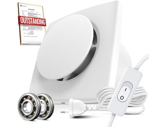 Badventilator 100mm met Schakelaar – 130m³/h Krachtige Ventilatie, Energiezuinig WC Ventilator – Stille Badkamer Ventilator met IPX4, Ideale Afzuigventilator voor WC, Kelder, Garage, Keuken