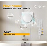 Badventilator 100mm met Schakelaar – 130m³/h Krachtige Ventilatie, Energiezuinig WC Ventilator – Stille Badkamer Ventilator met IPX4, Ideale Afzuigventilator voor WC, Kelder, Garage, Keuken