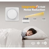 Badventilator 100mm met Schakelaar – 130m³/h Krachtige Ventilatie, Energiezuinig WC Ventilator – Stille Badkamer Ventilator met IPX4, Ideale Afzuigventilator voor WC, Kelder, Garage, Keuken