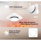 Badventilator 100mm met Schakelaar – 130m³/h Krachtige Ventilatie, Energiezuinig WC Ventilator – Stille Badkamer Ventilator met IPX4, Ideale Afzuigventilator voor WC, Kelder, Garage, Keuken