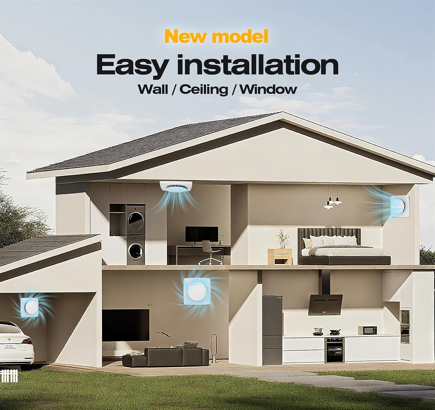 Badventilator 100mm met Schakelaar – 130m³/h Krachtige Ventilatie, Energiezuinig WC Ventilator – Stille Badkamer Ventilator met IPX4, Ideale Afzuigventilator voor WC, Kelder, Garage, Keuken