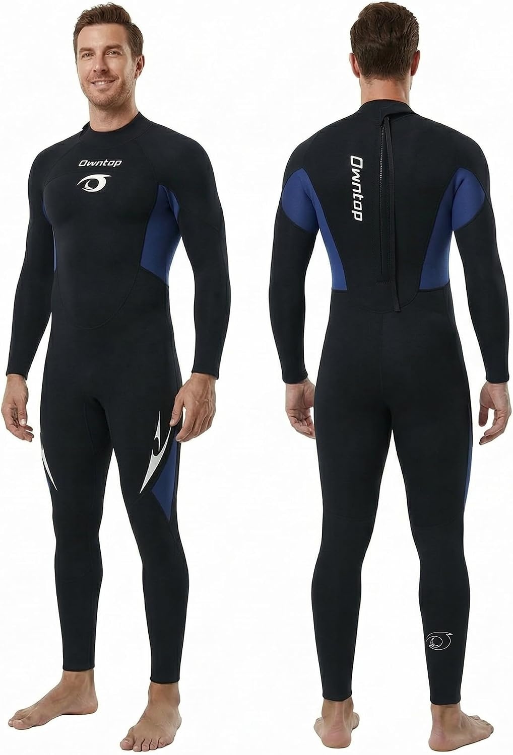 Owntop Wetsuit 5mm Neoprene Diving Suit for Mens Womens - Thicken Full Wet Suit, Back Zip Long Sleeve UPF50+ Keep Warm Swimwear for Scuba Surfing Swimming Diving Snorkeling Water Sports