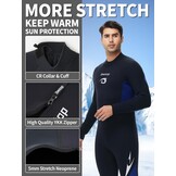Owntop Wetsuit 5mm Neoprene Diving Suit for Mens Womens - Thicken Full Wet Suit, Back Zip Long Sleeve UPF50+ Keep Warm Swimwear for Scuba Surfing Swimming Diving Snorkeling Water Sports