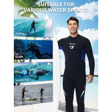 Owntop Wetsuit 5mm Neoprene Diving Suit for Mens Womens - Thicken Full Wet Suit, Back Zip Long Sleeve UPF50+ Keep Warm Swimwear for Scuba Surfing Swimming Diving Snorkeling Water Sports