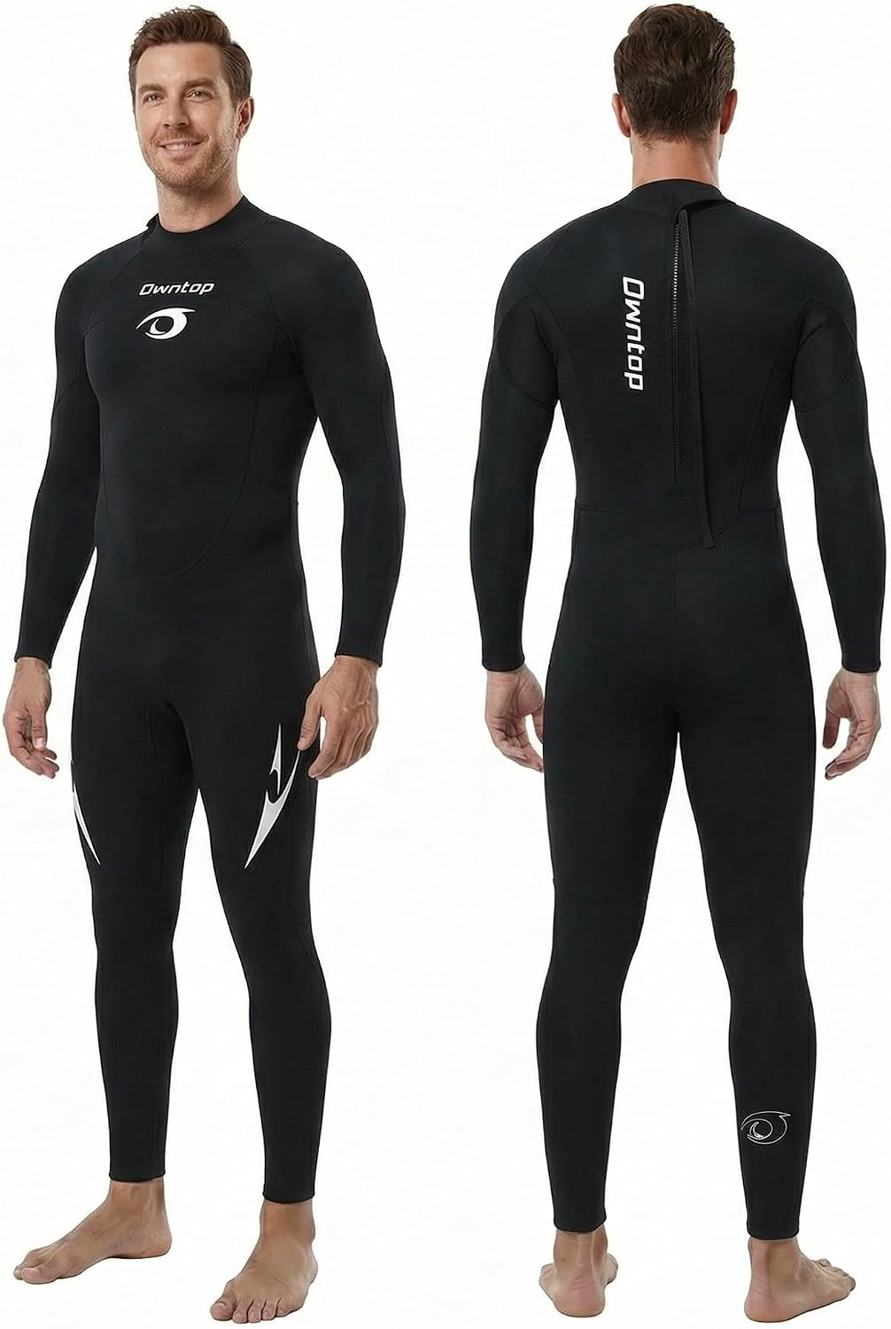 Owntop Wetsuit 5mm Neoprene Diving Suit for Mens Womens - Thicken Full Wet Suit, Back Zip Long Sleeve UPF50+ Keep Warm Swimwear for Scuba Surfing Swimming Diving Snorkeling Water Sports