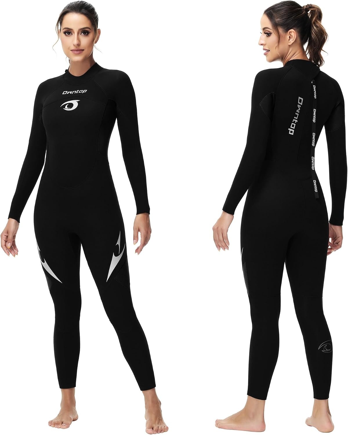 Owntop Wetsuit 5mm Neoprene Diving Suit for Mens Womens - Thicken Full Wet Suit, Back Zip Long Sleeve UPF50+ Keep Warm Swimwear for Scuba Surfing Swimming Diving Snorkeling Water Sports