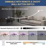 LED Plafondlamp, dimbaar, 50W Plafondverlichting met afstandsbediening,Petals Kroonluchters Plafondlamp voor Slaapkamer Woonkamer Keuken Speelkamer,3000-6000k, Zwart