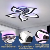 LED Plafondlamp, dimbaar, 50W Plafondverlichting met afstandsbediening,Petals Kroonluchters Plafondlamp voor Slaapkamer Woonkamer Keuken Speelkamer,3000-6000k, Zwart
